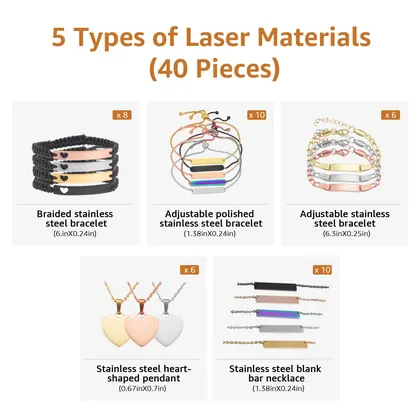 Metal Necklace and Bracelet Laser Material Package (40 pcs)