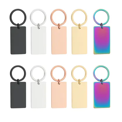 Stainless Steel Rectangular Keychain (10pcs)